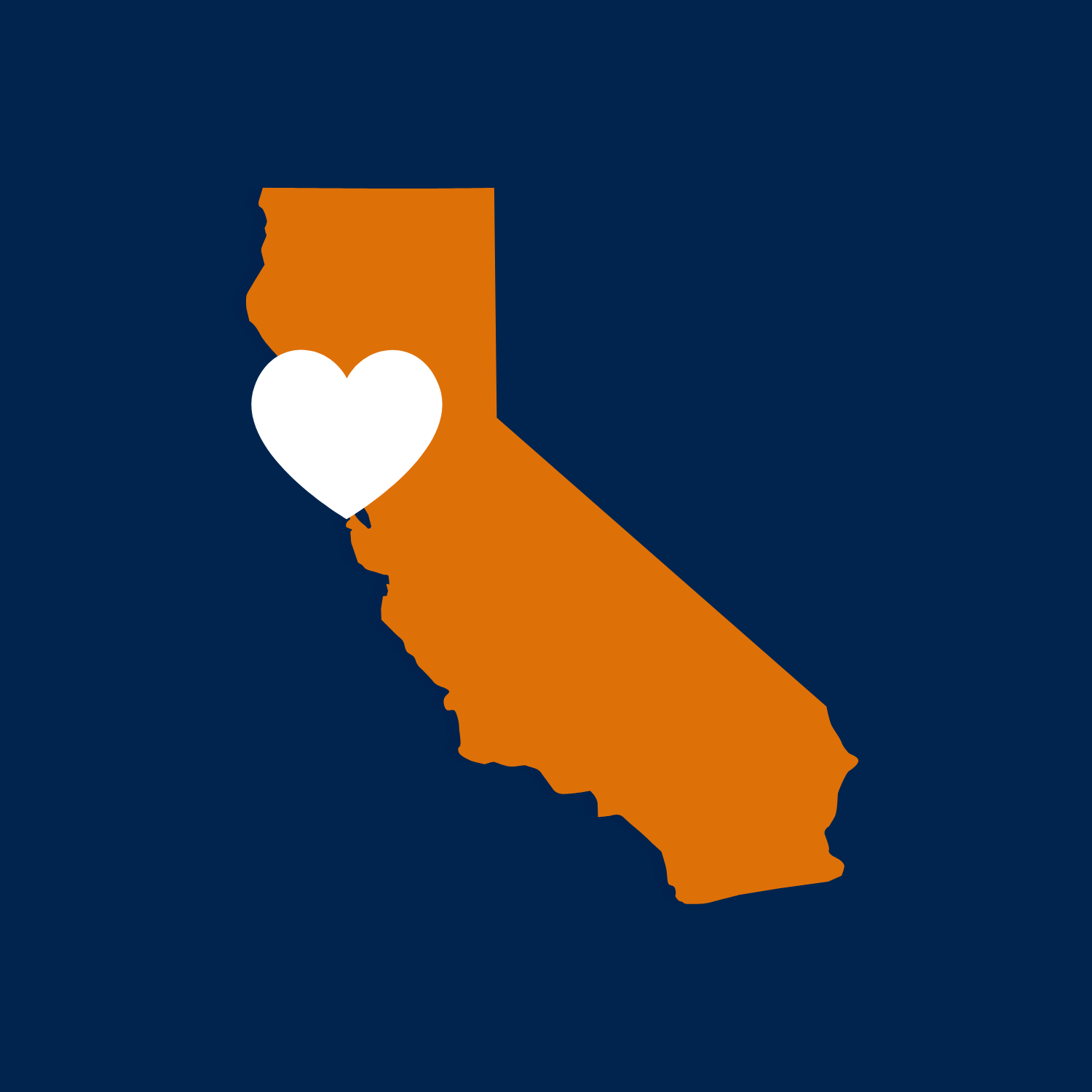 graphic with the state of California with a heart on it.