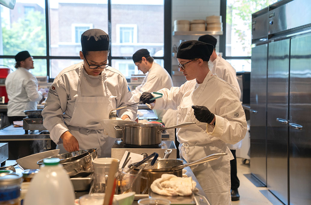 Students in culinary lab.