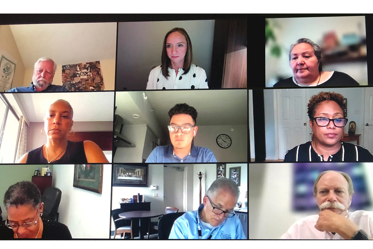 Screen shot of Powers on a zoom roundtable.