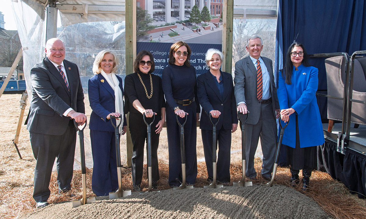 scooping dirt at groundbreaking