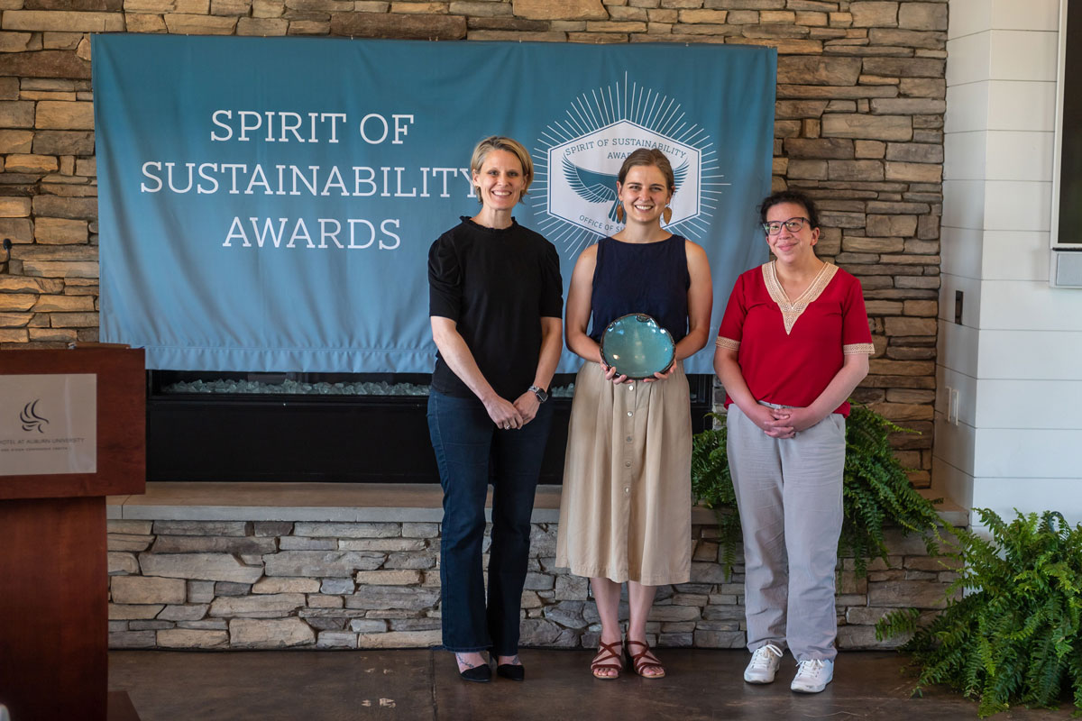 Kate Thorton accepting Sustainability Award