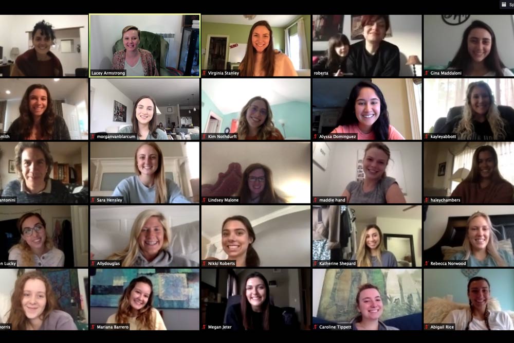 Screen shot of a JSB Zoom Class Meeting.