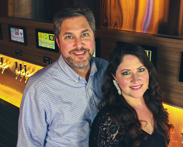Jake and Anna Kyser in a bar taproom